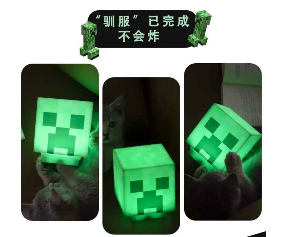 Minecraft Creeper Icon 3D LED Night Light – Pixelated Block Cubical Desk Lamp, Green Ambient Glow Gaming Room Decor & Geek Collectible