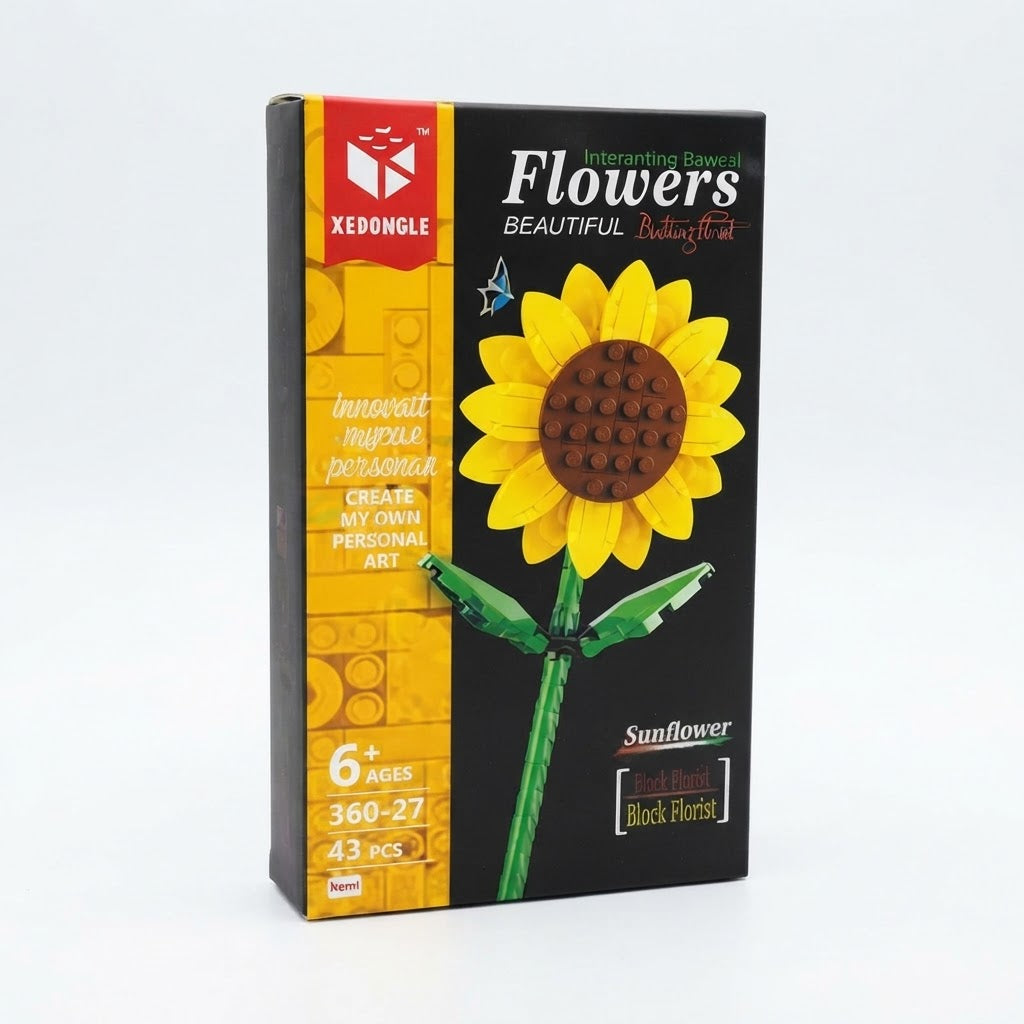 Botanical Flower Building Blocks Set – DIY Brick Plant Variants (Lily, Daisy, Tulip, Sunflower)