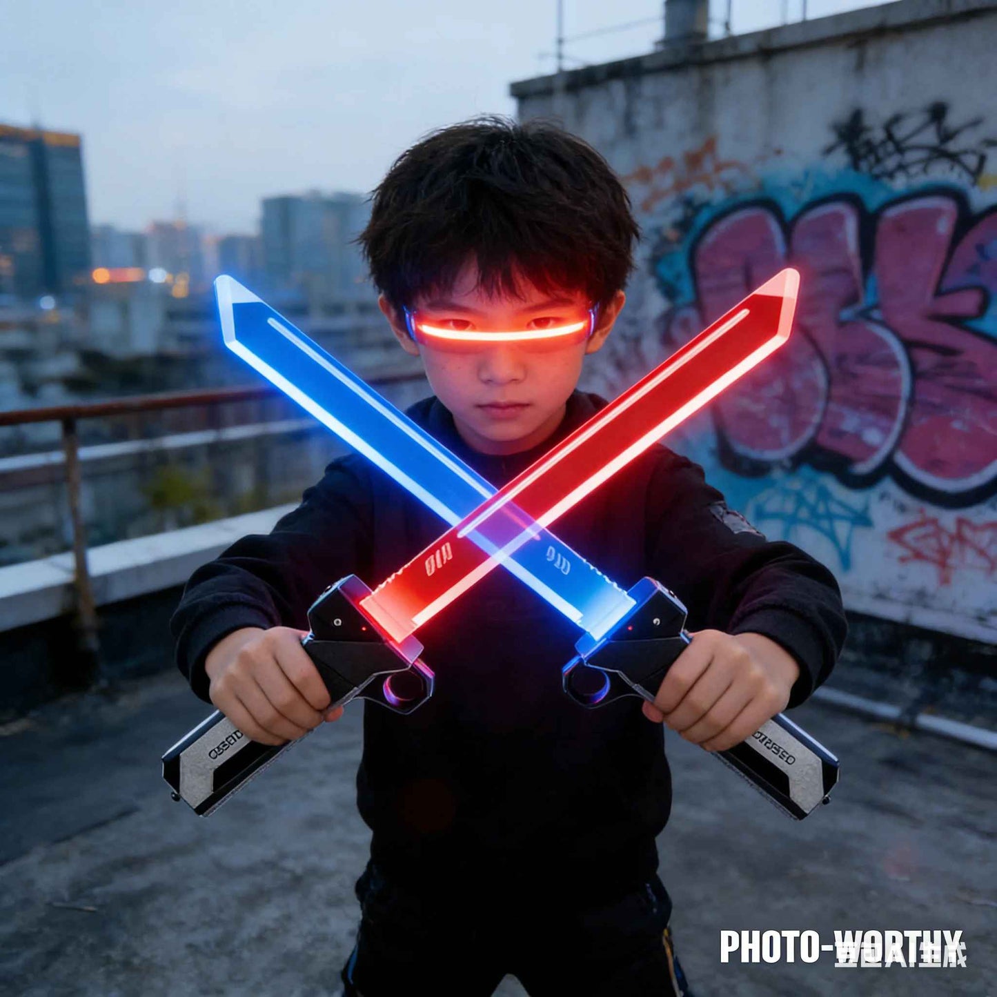 Cyberpunk "Twin Crossed" Futuristic Dual Tactical Blades – Neon LED Style Sci-Fi Cosplay Melee Weapon, Premium Replica Display Props (Set of 2 Variants)