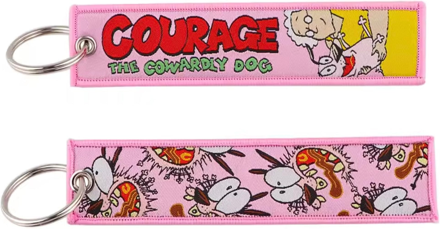 COURAGE THE COWARDLY DOG EMBROIDERED CLOTH KEYCHAIN