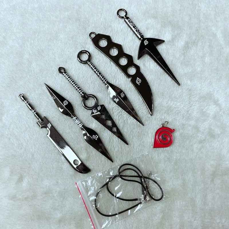 Naruto Uzumaki Sasuke Kakashi Shuriken Arms Kunai Ninja Metal Collectible Set