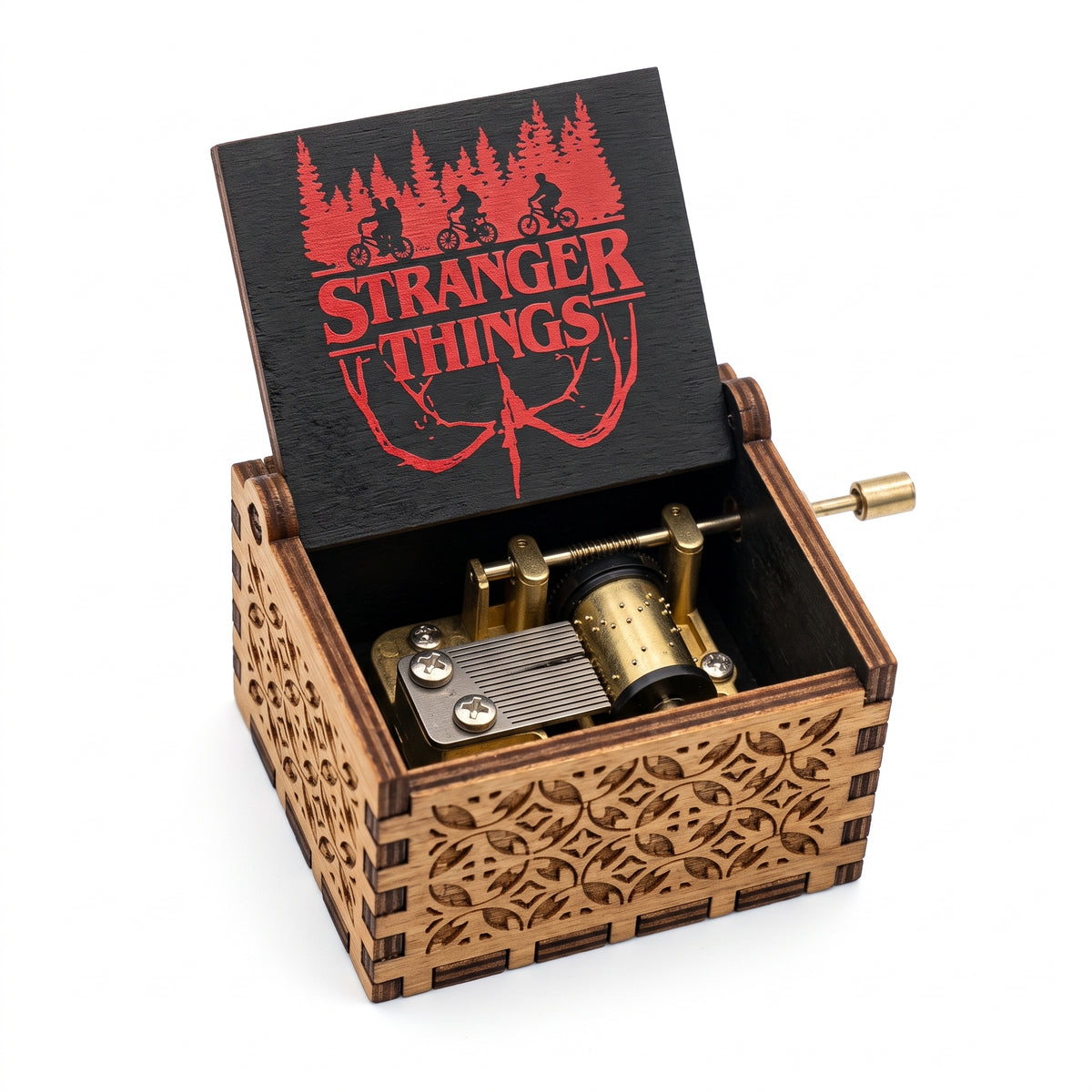 Stranger Things Hand-Cranked Wooden Music Box | Hawkins Theme