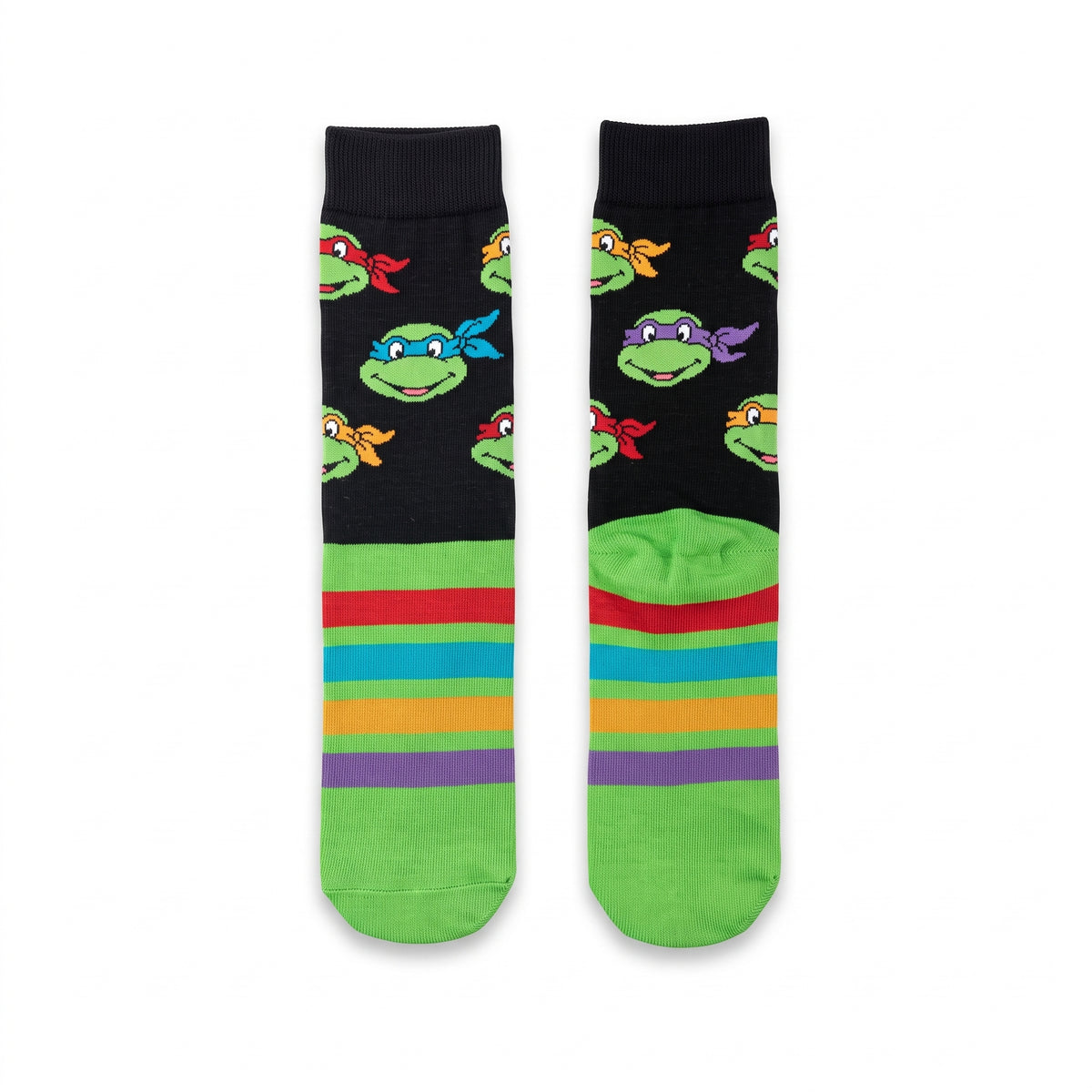 TMNT Ninja Turtles Group Crew Socks | Striped Novelty Socks