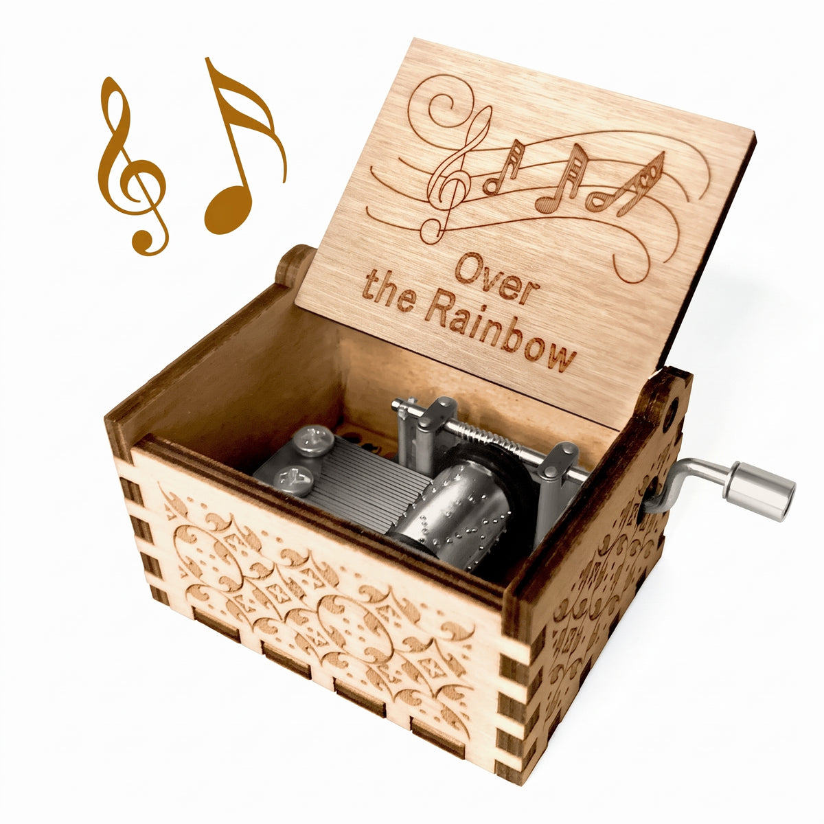 Somewhere Over the Rainbow Hand-Cranked Wooden Music Box