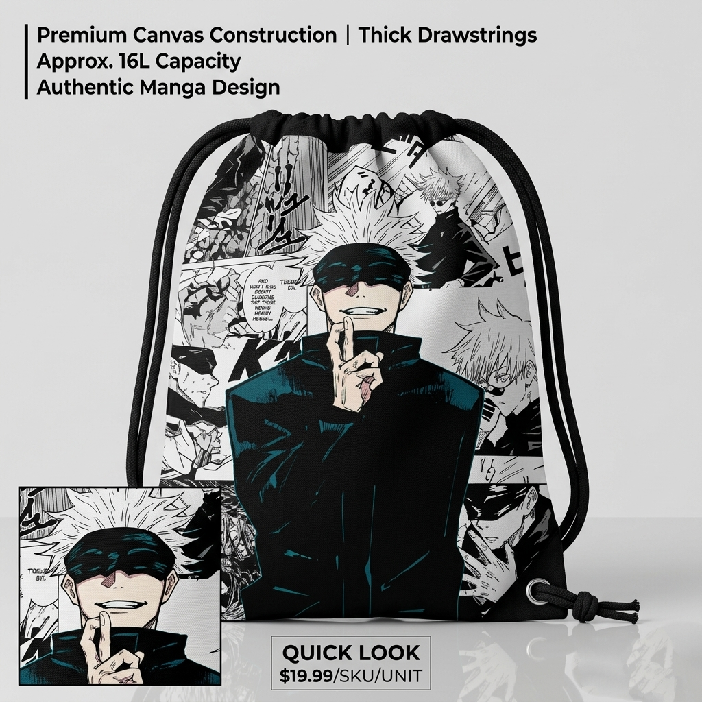 JUJUTSU KAISEN "SATORU GOJO" PREMIUM CANVAS DRAWSTRING BAG