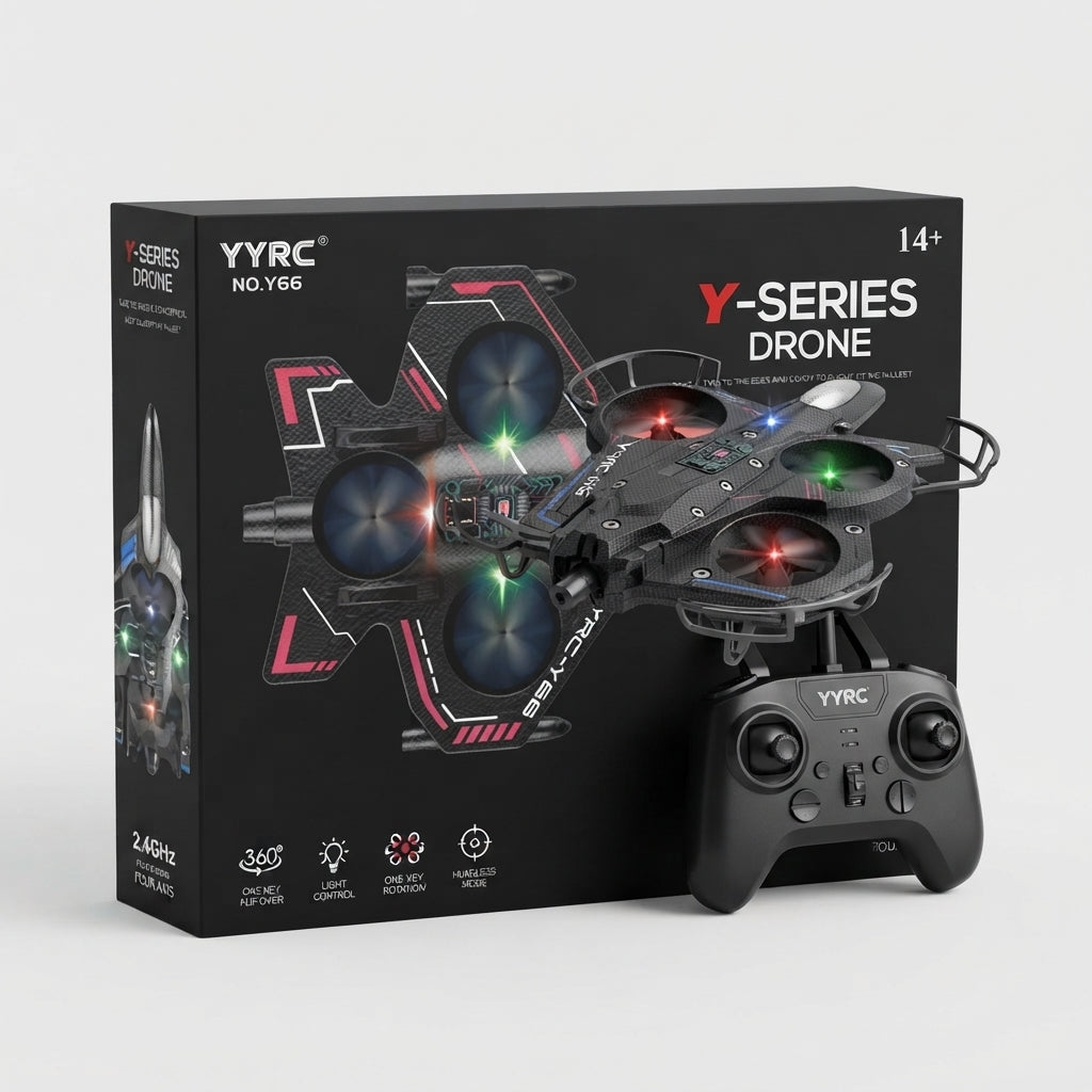 YYRC No. Y66 Y-Series Drone – 2.4GHz Four-Axis RC Fighter Jet Stunt Quadcopter | Geekzilla