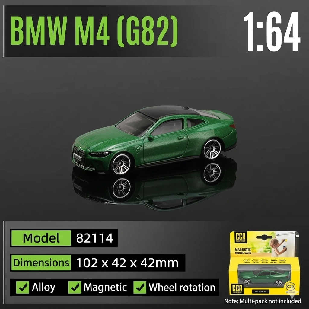 BMW M4 (G82) Isle of Man Green Premium 1:64 Scale Magnetic Alloy Model