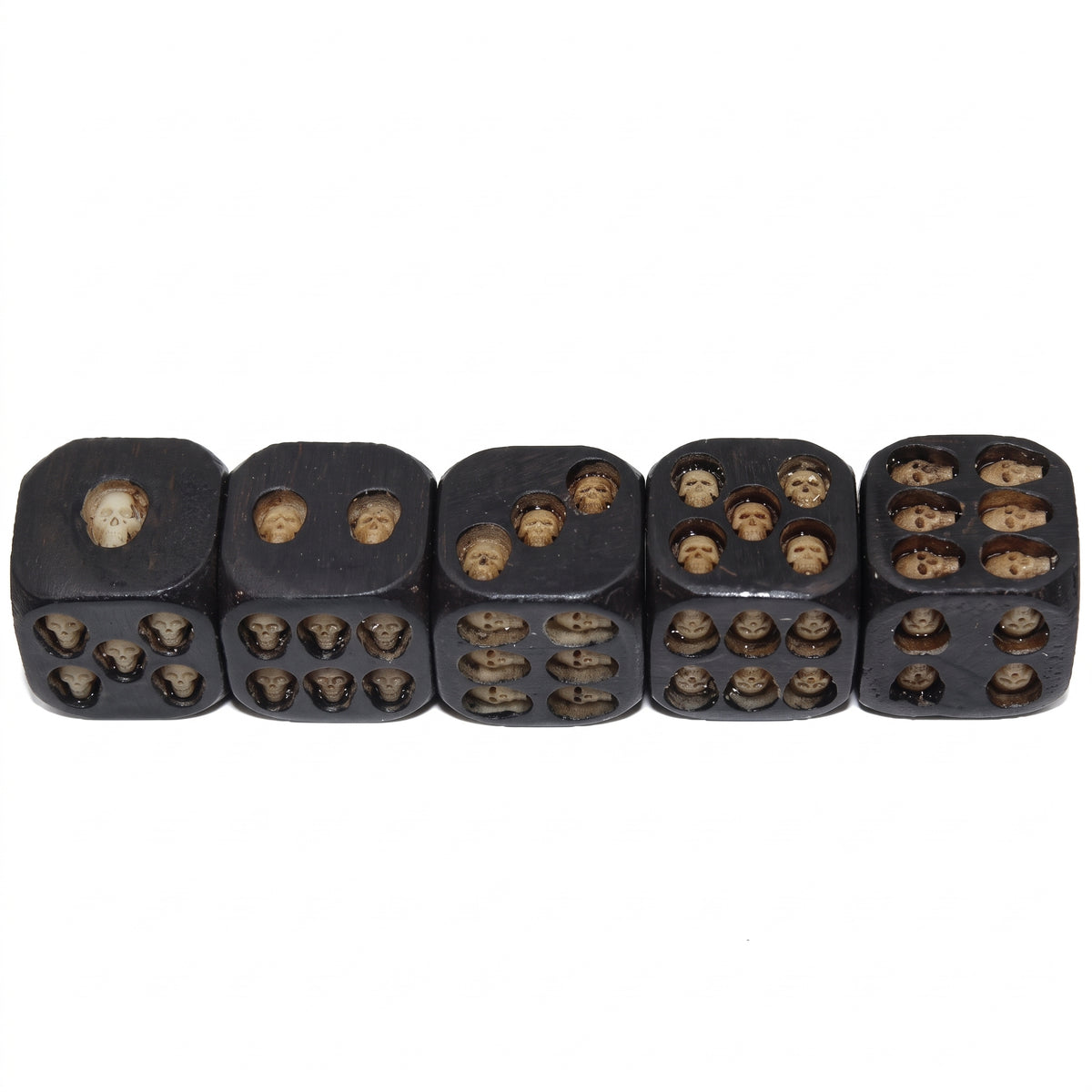 Gothic Skull Dice Set of 5 | Black 6-Sided D6 Tabletop Gaming Dice