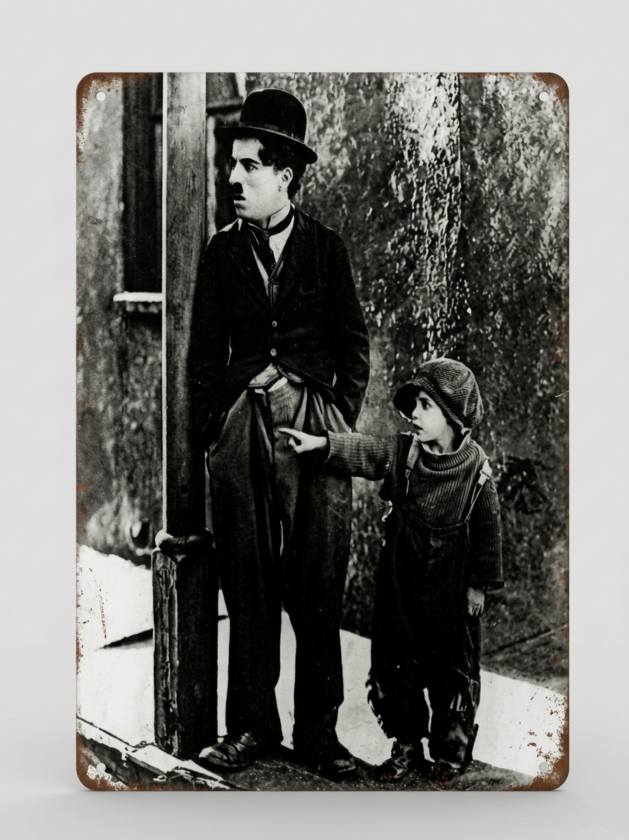 CHARLIE CHAPLIN "THE KID" VINTAGE METAL POSTER
