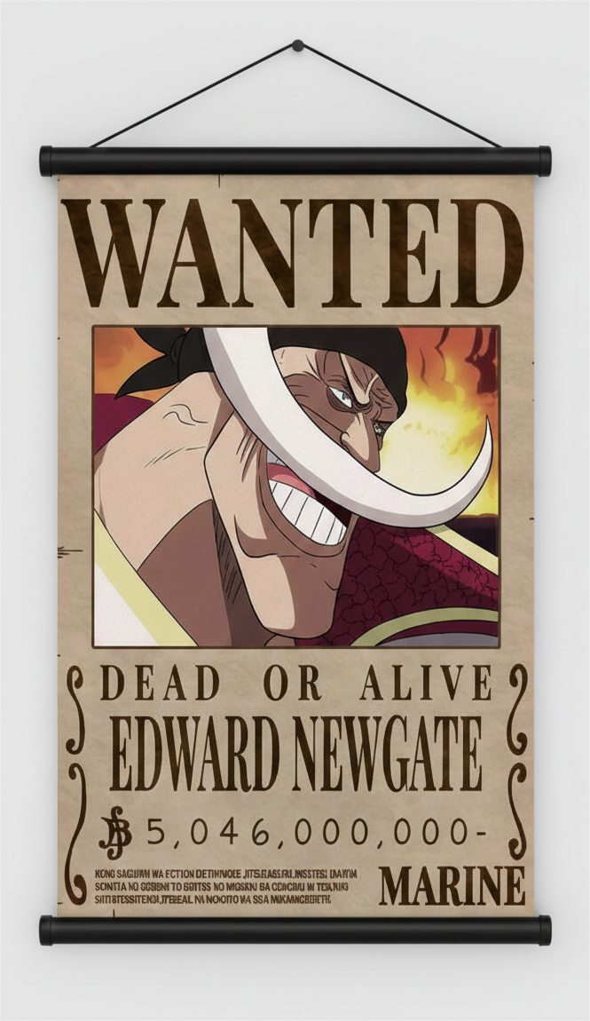 One Piece "Whitebeard" Edward Newgate Wanted Poster Wall Scroll