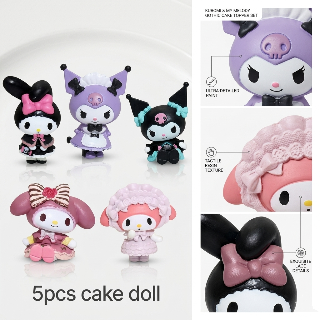 SANRIO "MY MELODY & KUROMI" MINI COLLECTIBLE FIGURES (SET OF 5)