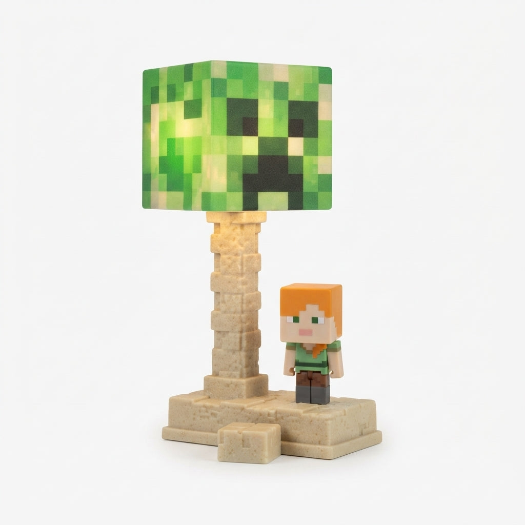 Retro Pixel Block Bedside Desk Lamp – Premium Crafting Universe Table Night Light | Geekzilla