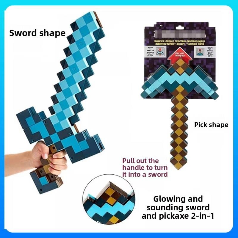 Minecraft Diamond Pickaxe 3D Replica – Pixelated Costume Accessory, Video Game Roleplay Prop & Gaming Room Wall Display