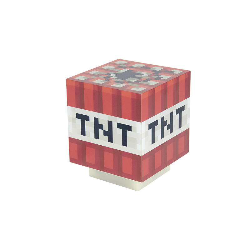 Minecraft TNT Block 3D LED Night Light with Sound Effects – Interactive Push Control Pixelated Cube Desk Lamp, Gamer Room Decor & Geek Collectible