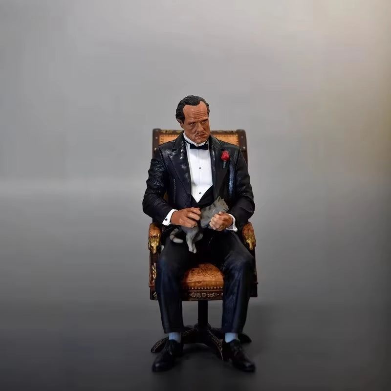 The Godfather Don Vito Corleone Collectible Figure – Premium Cinema Statue with Armchair & Cat