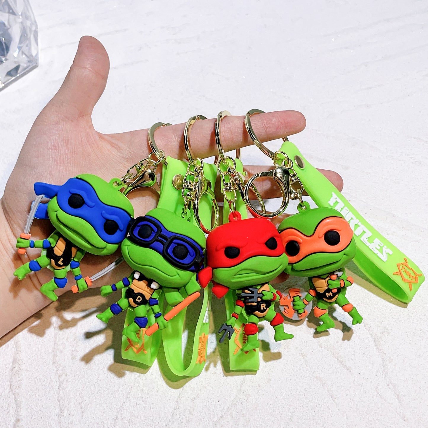TMNT 3D Keychain Collection – Premium Ninja Turtles Chibi Keyrings with Wrist Strap