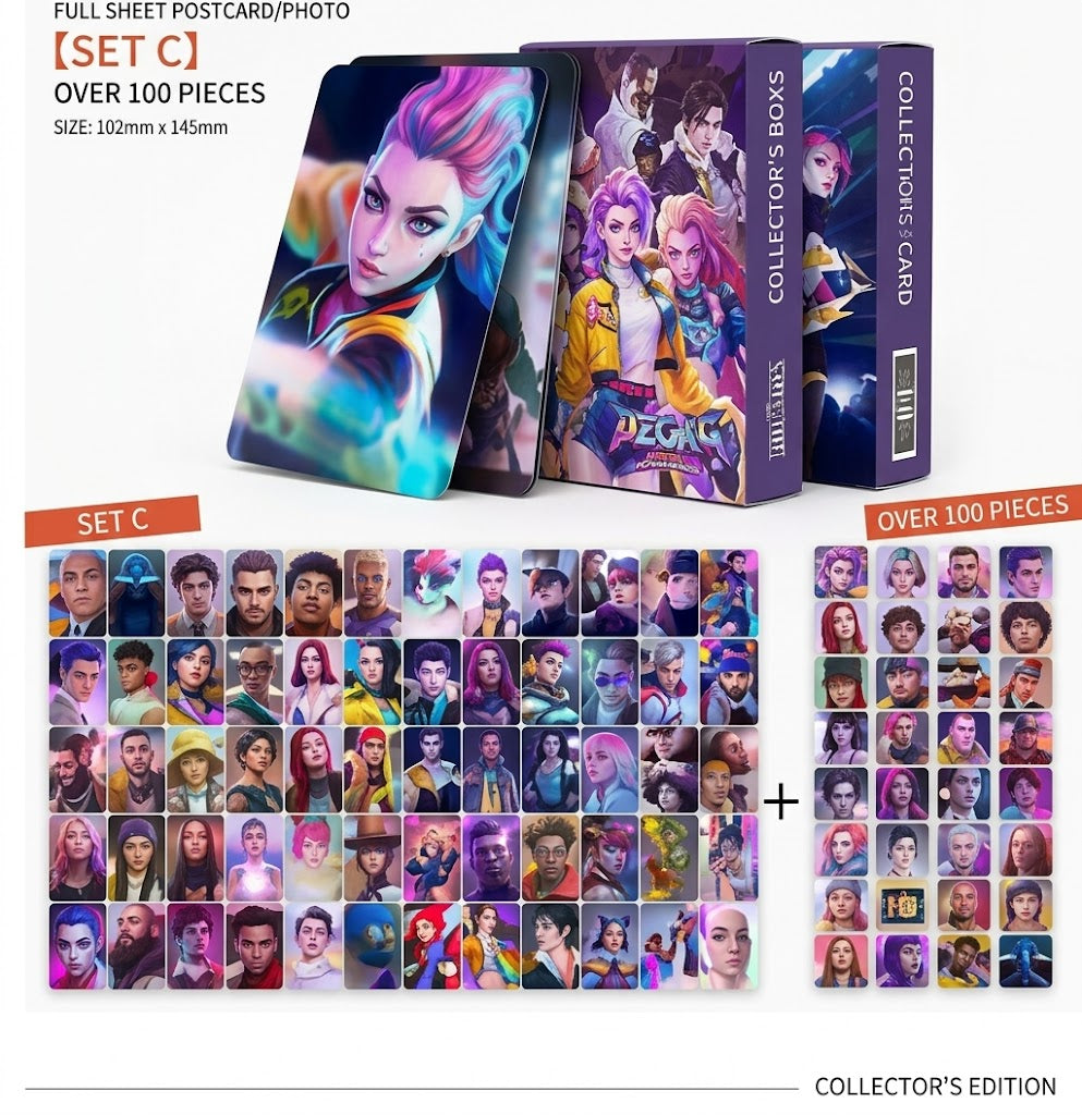 K-Pop Demon Hunter Lomo Card Set – Premium 100-Piece Cyberpunk Anime Postcard & Collector Box (Set C)