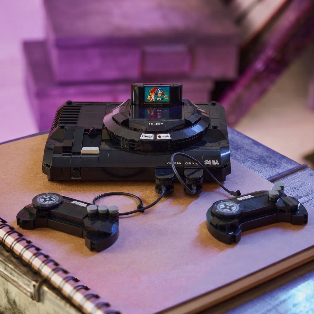 SEGA Genesis Console Building Set – Retro Brick Model with Controllers (479 Pieces)