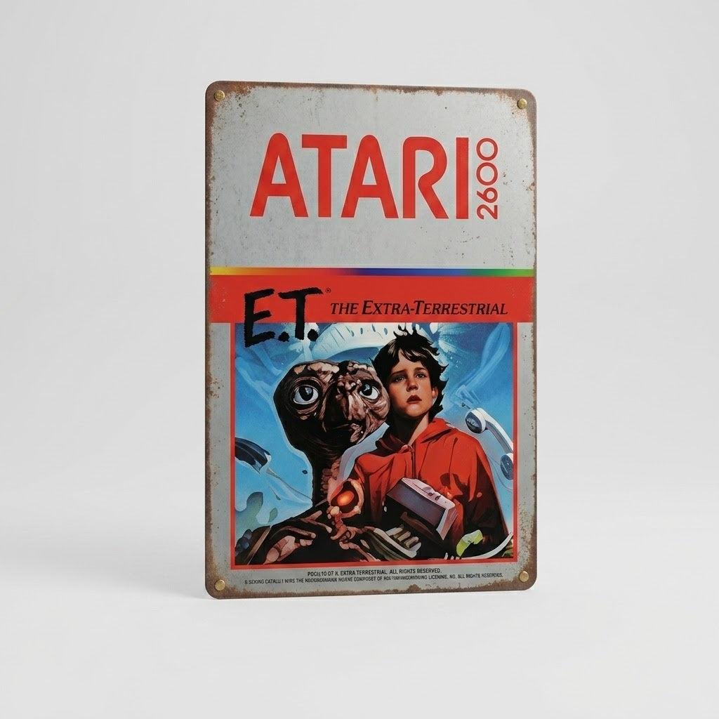 Retro Atari 2600 E.T. The Extra-Terrestrial Metal Poster – Premium Vintage Arcade Tin Sign Wall Art