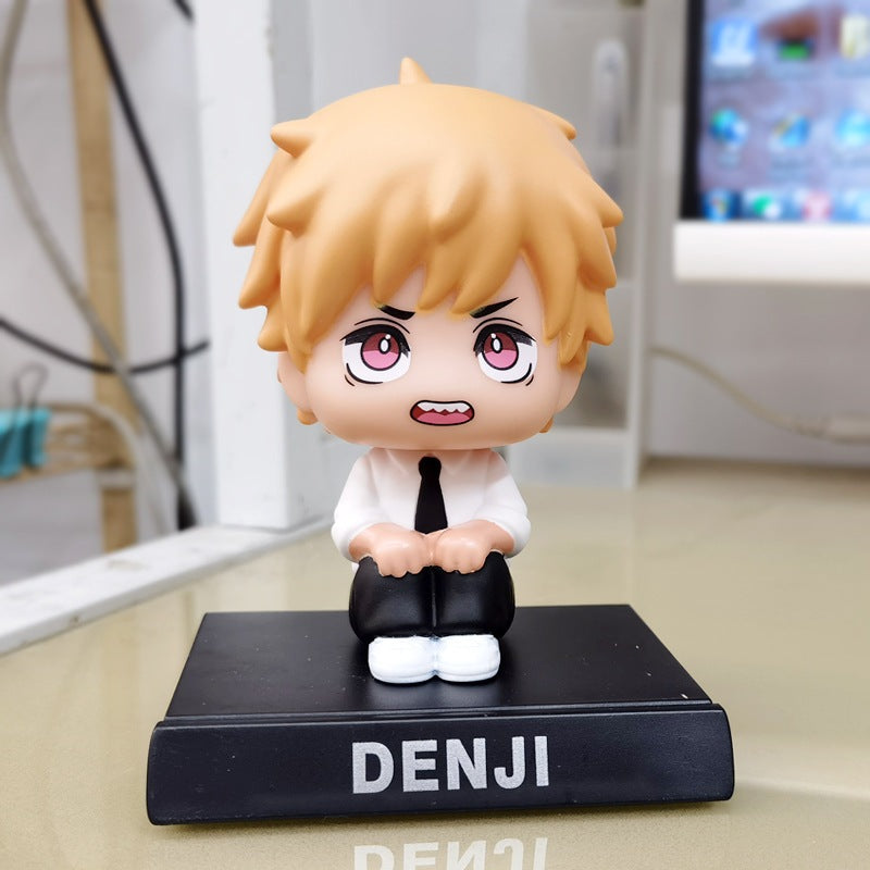 Chainsaw Man Denji Bobblehead Figure – Premium Anime Chibi Desk Collectible with Phone Stand Base
