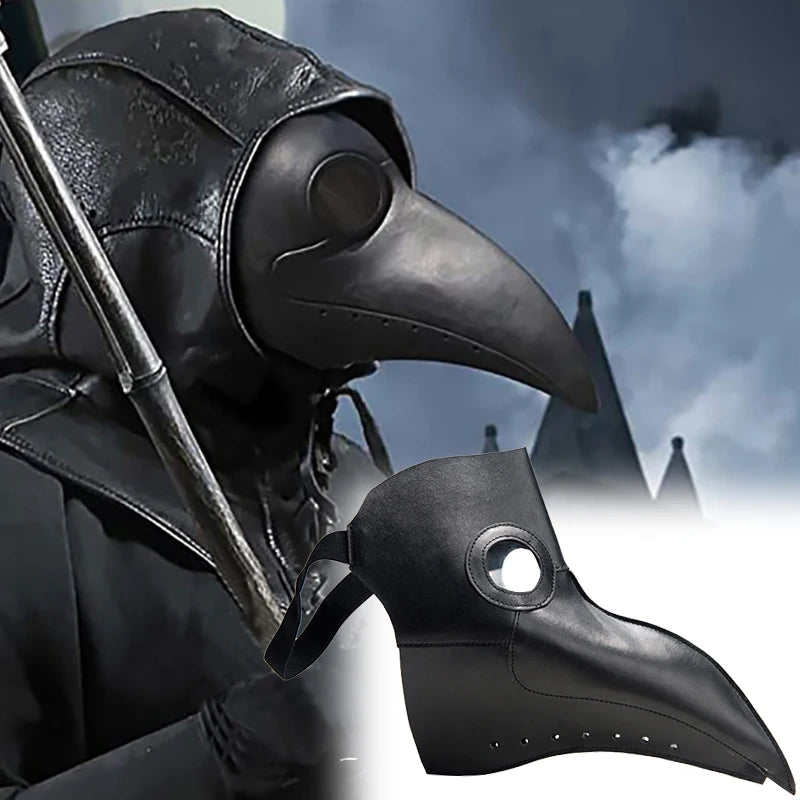 Executive Plague Doctor Mask – Premium Matte Black Leather Gothic Cosplay | Geekzilla