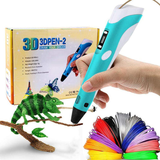 3D Pen-2 Professional 3D Printing Doodling Pen – Creative Art & Modeling Tool with LCD Screen | Geekzilla