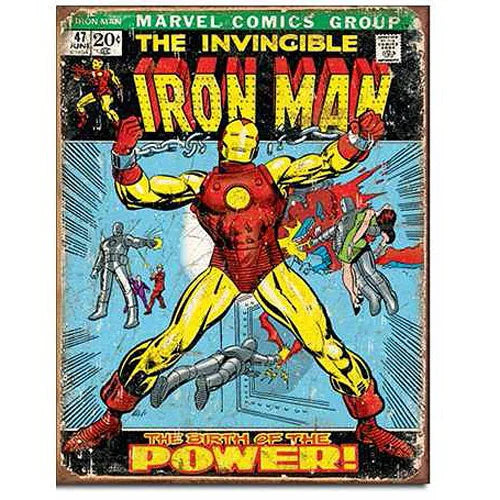 Vintage Iron Man No. 47 Metal Comic Cover – Premium Retro Marvel Superhero Tin Sign Wall Art
