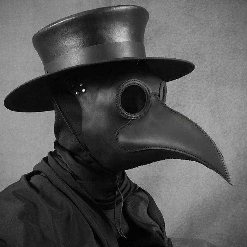 Executive Plague Doctor Mask – Premium Matte Black Leather Gothic Cosplay | Geekzilla
