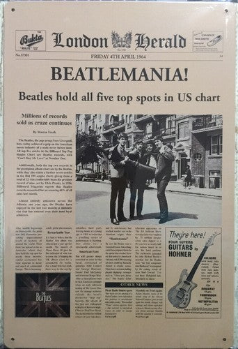 Vintage The Beatles Beatlemania Metal Poster – Premium 1964 Concert Tin Sign Wall Art