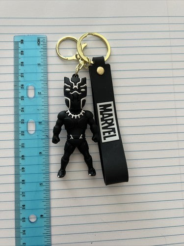 Marvel Black Panther 3D Keychain – Premium PVC Superhero Keyring with Wrist Strap