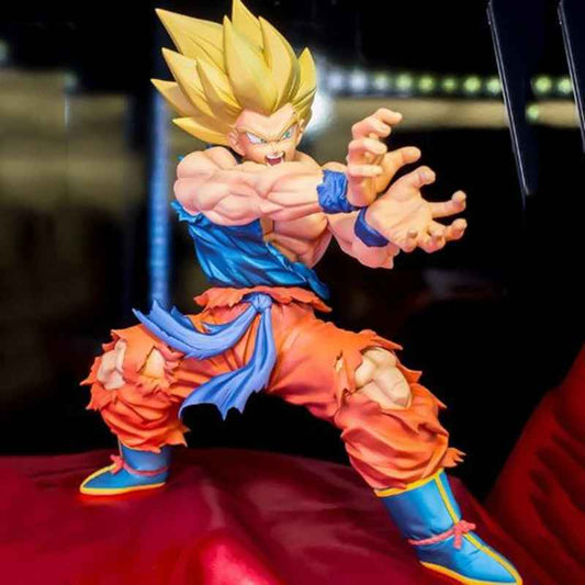 Super Saiyan Goku figure Kamehameha action pose Dragon Ball Z gold hair anime statue