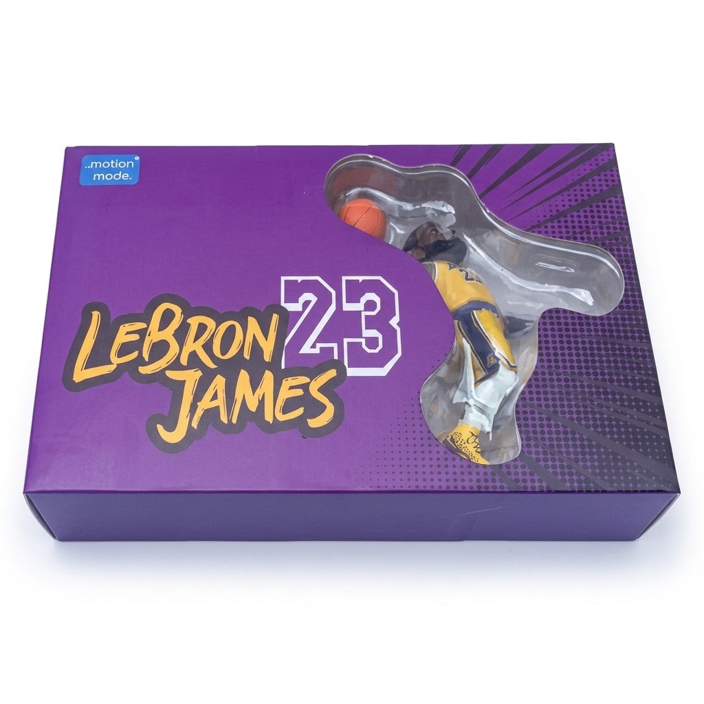 NBA LeBron James #23 Los Angeles Lakers Motion Mode Action Figure - Basketball Collectible with Display Box