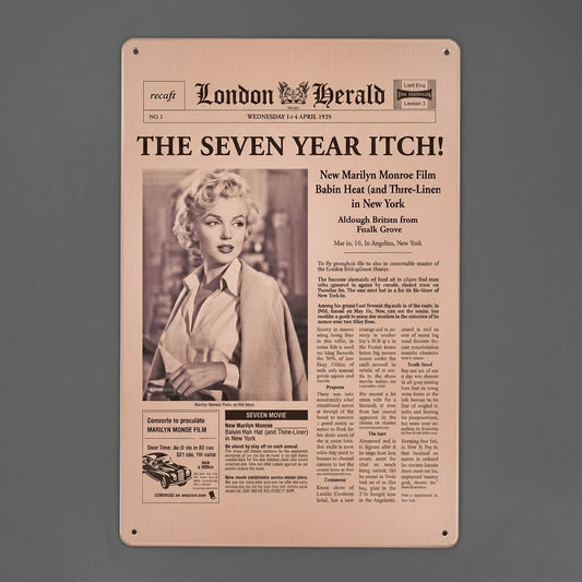 Vintage Marilyn Monroe Metal Sign – Premium Retro Newspaper Style Hollywood Wall Art