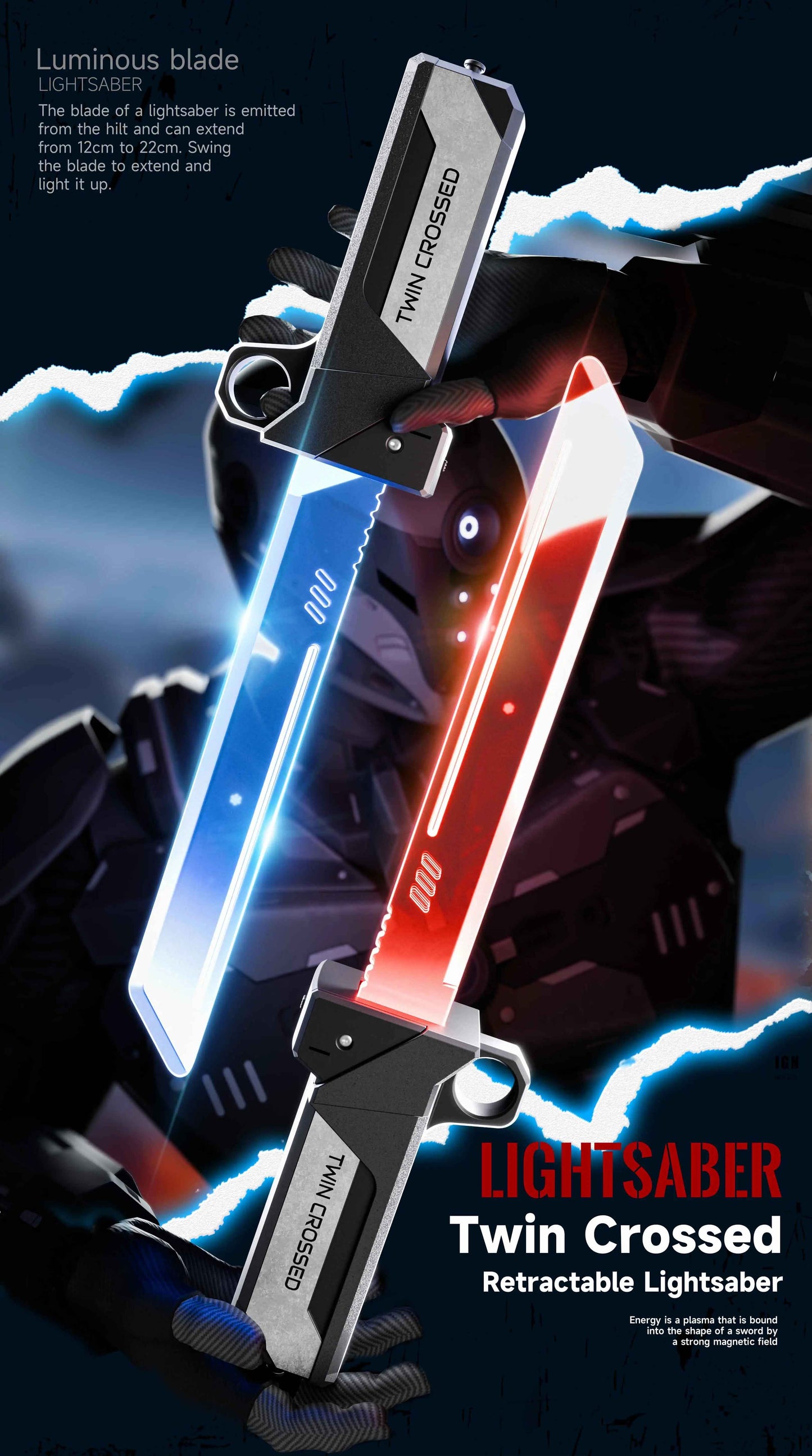 Cyberpunk "Twin Crossed" Futuristic Dual Tactical Blades – Neon LED Style Sci-Fi Cosplay Melee Weapon, Premium Replica Display Props (Set of 2 Variants)