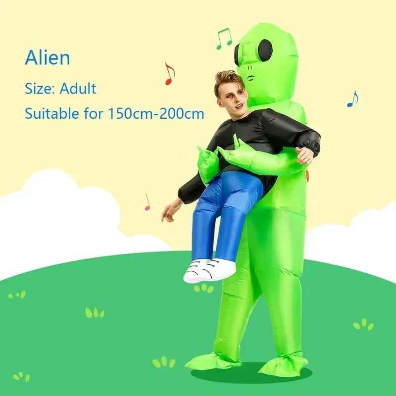 Funny Alien Abduction Inflatable Costume – Viral Green ET Blow Up Suit for Adults and Kids, Hilarious Halloween & Cosplay Party Outfit
