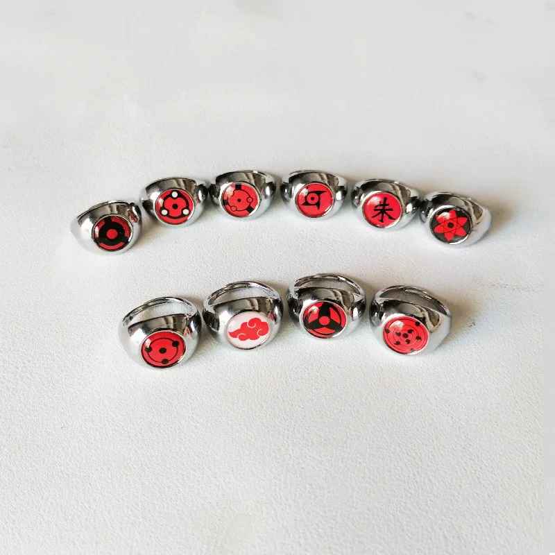 Naruto Akatsuki & Sharingan Ring Collection – Premium Metal Rings with Display Box