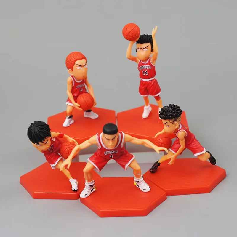 Slam Dunk Anime Figure Set - 5-Pc Shohoku Basketball Team Collection | Sakuragi, Rukawa, Akagi, Miyagi & Mitsui Mini Action Figures