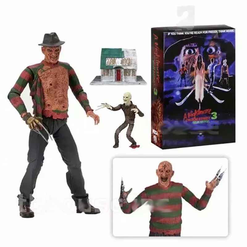 Freddy Krueger Action Figure - A Nightmare on Elm Street 3: Dream Warriors Ultimate Edition | 7" Horror Collectible with Elm Street House Miniature