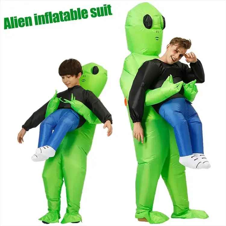 Funny Alien Abduction Inflatable Costume – Viral Green ET Blow Up Suit for Adults and Kids, Hilarious Halloween & Cosplay Party Outfit