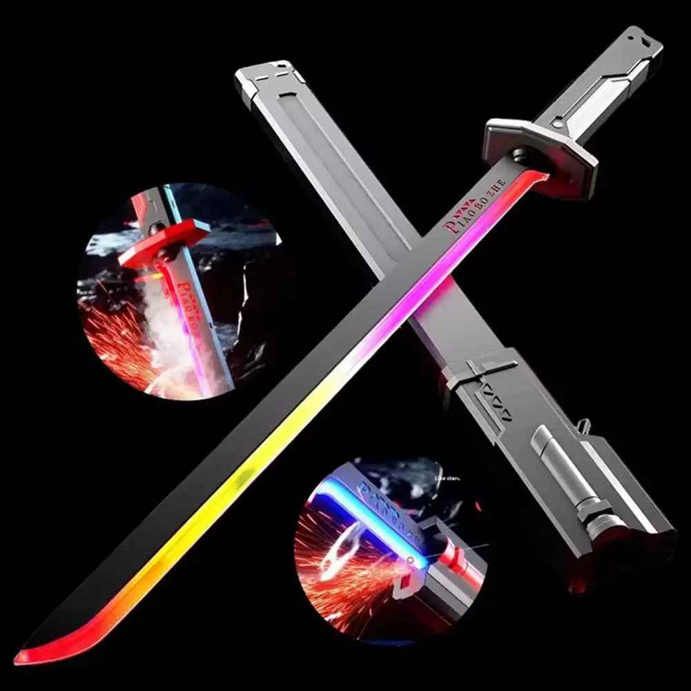 Cyberpunk "Piao Bo Zhe" Light-Up Sci-Fi Katana – Futuristic Sword replica with Interactive Draw-Spark, Smoke Effects & Color-Changing LED Display