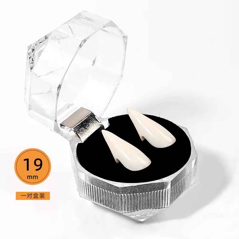 Realistic Vampire Fangs Kit – Custom 15mm & 19mm Cosplay Dracula Teeth Props with Storage Case, Professional Halloween Monster Costume Accessories