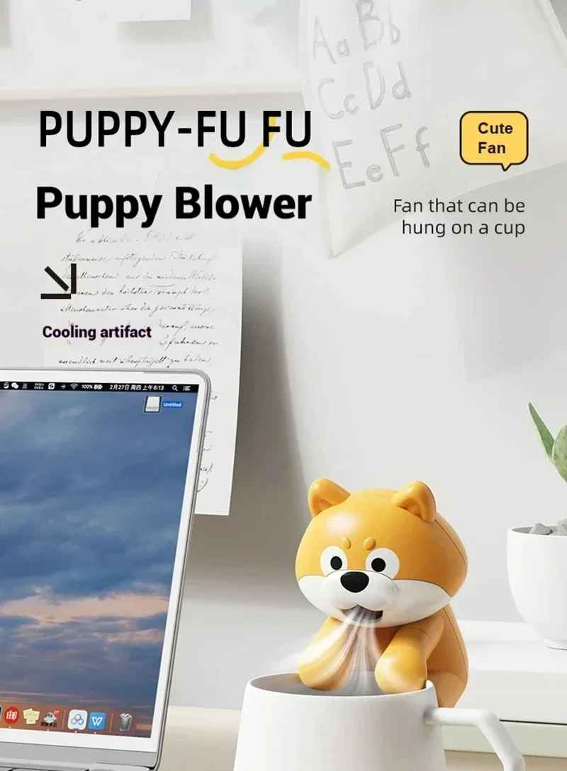 Cute Chibi Character Clip-On Food Cooling Fan – Portable Bowl-Hanging Mini Desk Fan for Hot Soups, Porridge, and Noodles