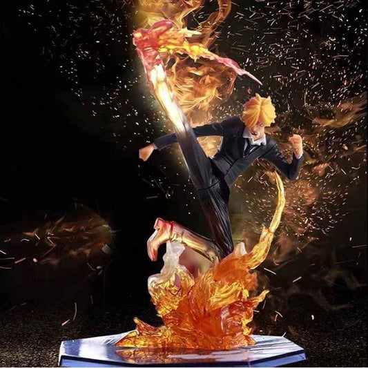 One Piece Sanji Sculpture Black Leg Fire Battle Version