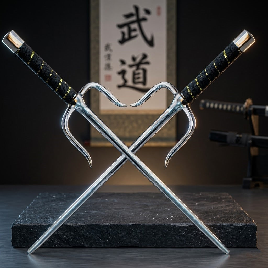 Premium TMNT Raphael Stainless Steel Sai Display Pair – Heavyweight Masterpiece Collectible Dual Daggers Set