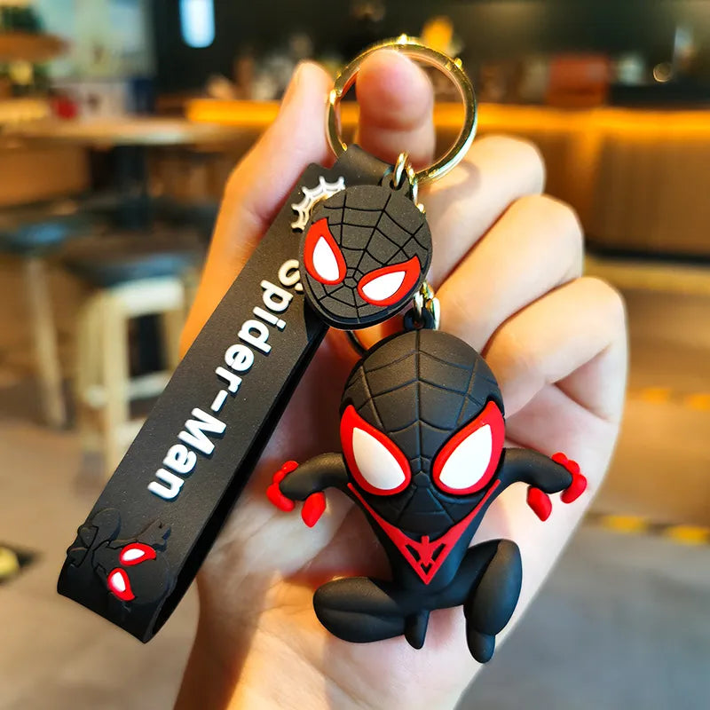 Spider-Man Miles Morales Keychain – Premium 3D PVC Figure Keyring with Wrist Strap