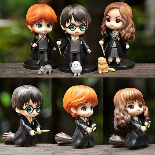 Harry Potter 6-Pc Chibi Figure Set | Hogwarts Trio & Pets
