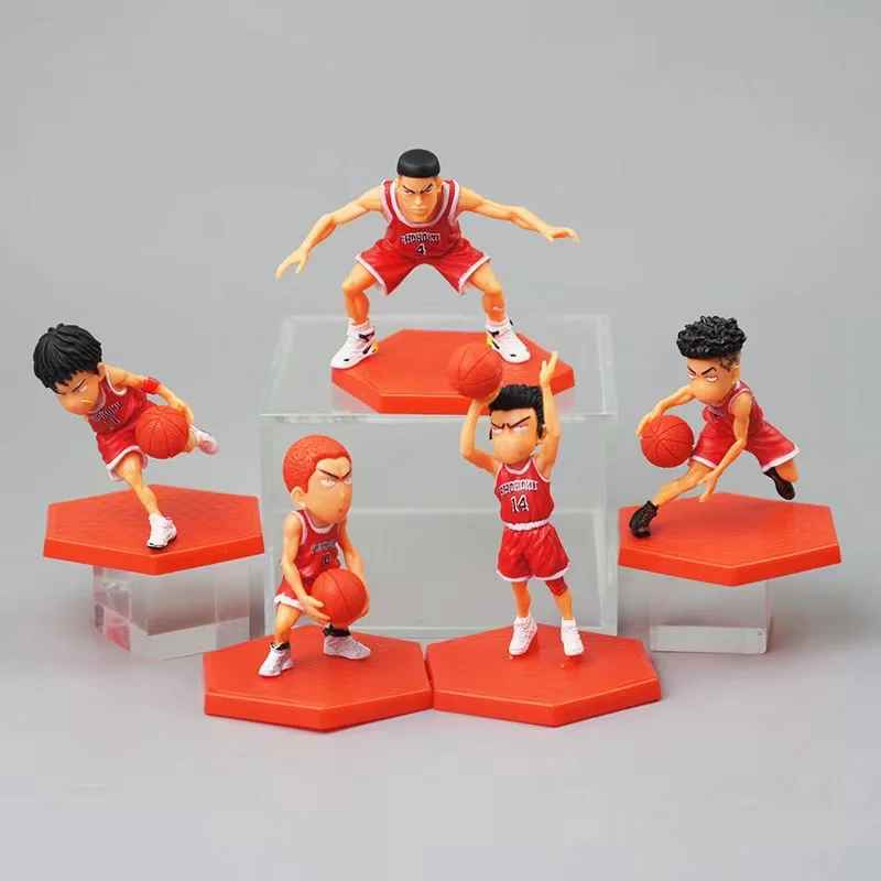 Slam Dunk Anime Figure Set - 5-Pc Shohoku Basketball Team Collection | Sakuragi, Rukawa, Akagi, Miyagi & Mitsui Mini Action Figures