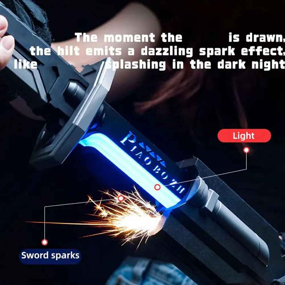 Cyberpunk "Piao Bo Zhe" Light-Up Sci-Fi Katana – Futuristic Sword replica with Interactive Draw-Spark, Smoke Effects & Color-Changing LED Display