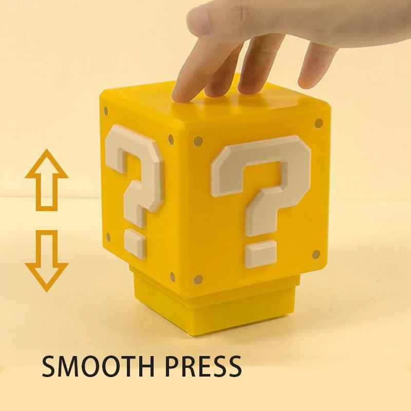 Super Mario Question Block 3D LED Night Light – Retro Video Game Question Mark Cube Desk Lamp, Classic Gamer Room Decor & Geek Collectible