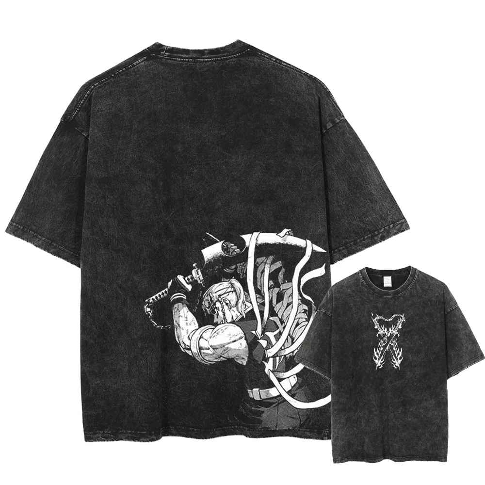 Tengen Uzui T-shirt Demon Slayer Sound Hashira vintage acid wash back graphic streetwear
